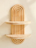 Geometric Wall Mounted Wooden  Shelves Natural Wood Finish