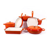 7-Piece High-Grade Cast Iron Non-Stick Cookware Set – French Retro Elegance