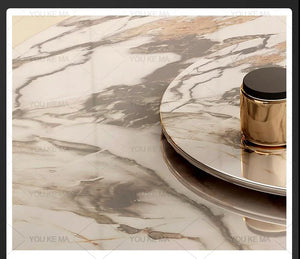 Luxury Round Marble Dining Table with Gold Frame 6-10 people