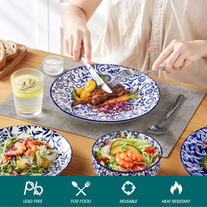Elegant Blue & White Porcelain Dinnerware Set – Multiple Sizes Available