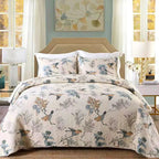 Luxury 500TC Pure Egyptian Cotton Boho Vintage Floral Reversible Bedcover Quilt Set – 3-Piece King & Queen Fit WHIMSICAL HOME OF CREATIONS