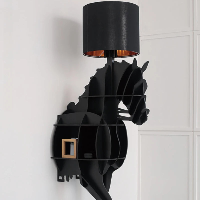 Luxury Horse Statue Wall-Mounted Display Shelf