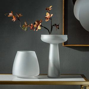 Luxury Frosted Glass Hydroponic Vase – Coffee & Frosted Elegance