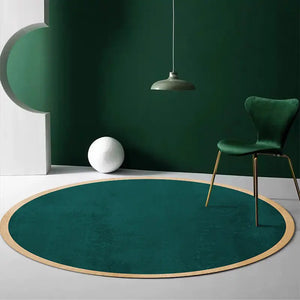 Simple Retro Nordic Round Luxury Rug – Bright Green Hues