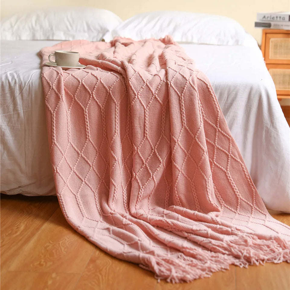 Bohemian/ Country Knitted Weave Blanket Throw –in various colors and sizes