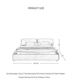 Luukse Moderne Minimalistiese Gestoffeerde Bed – Massiewe Houtplatform met Houtskool Fluweel en Wolksagte Gestoffeerde Stoffering