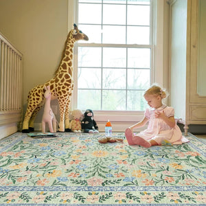 Area Rugs Boho Floral Pink and Green Nursery Rug Girl Soft Vintage Flower Indoor Floor Throw Carpet for Kids Living Room