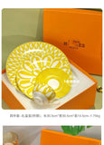 Elegant Bone China Dinnerware Set in Diamond Pattern – Sunshine Yellow