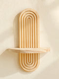 Geometric Wall Mounted Wooden  Shelves Natural Wood Finish
