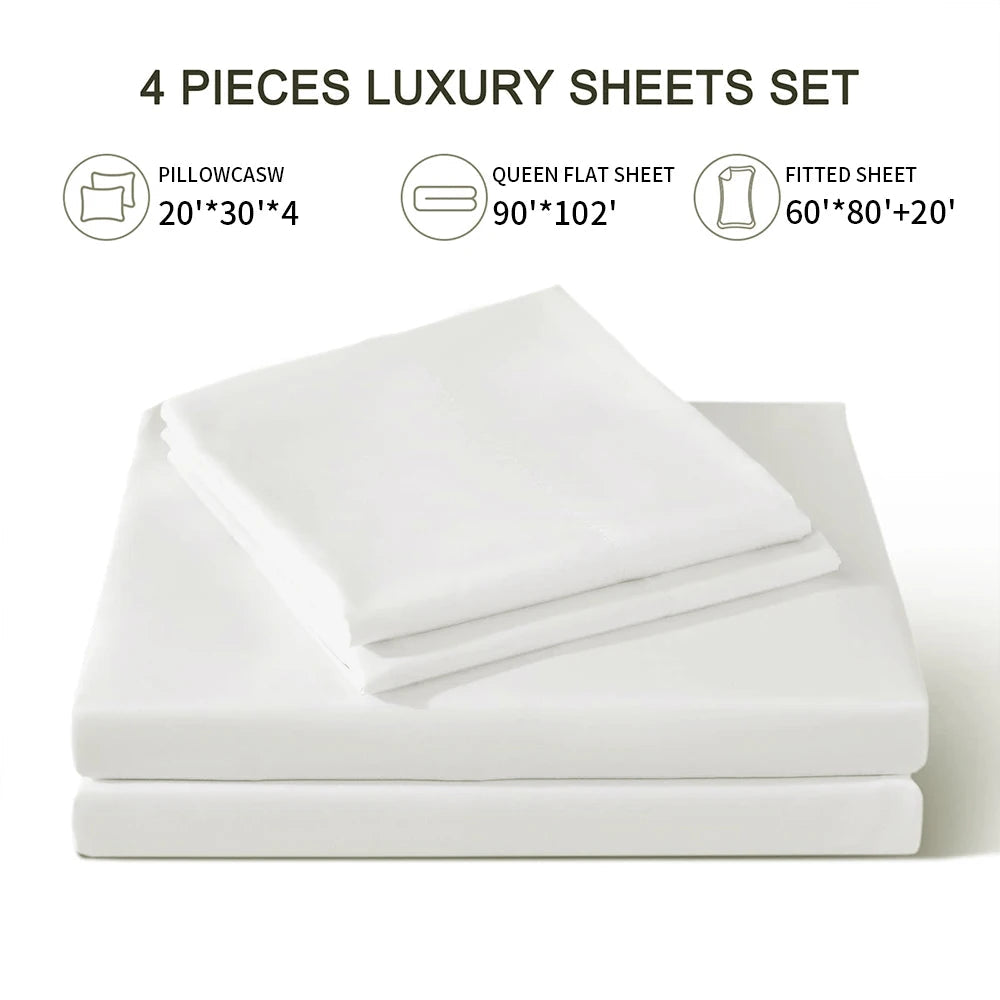 Luxury 300 TC Polyester Microfiber Sheets – Silky Soft, Wrinkle-Free, Deep Pockets, Fade-Resistant 4-Piece Set WHIMSICAL HOME OF CREATIONS