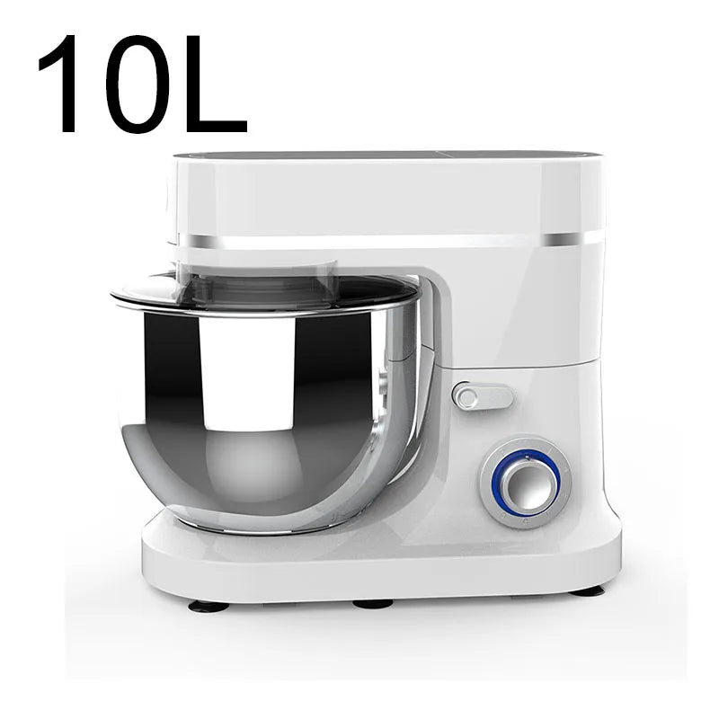 10L Chef Stainless Steel Electric Mixer – 1500W High Power with 6L Bowl & Splash-Proof Cover
