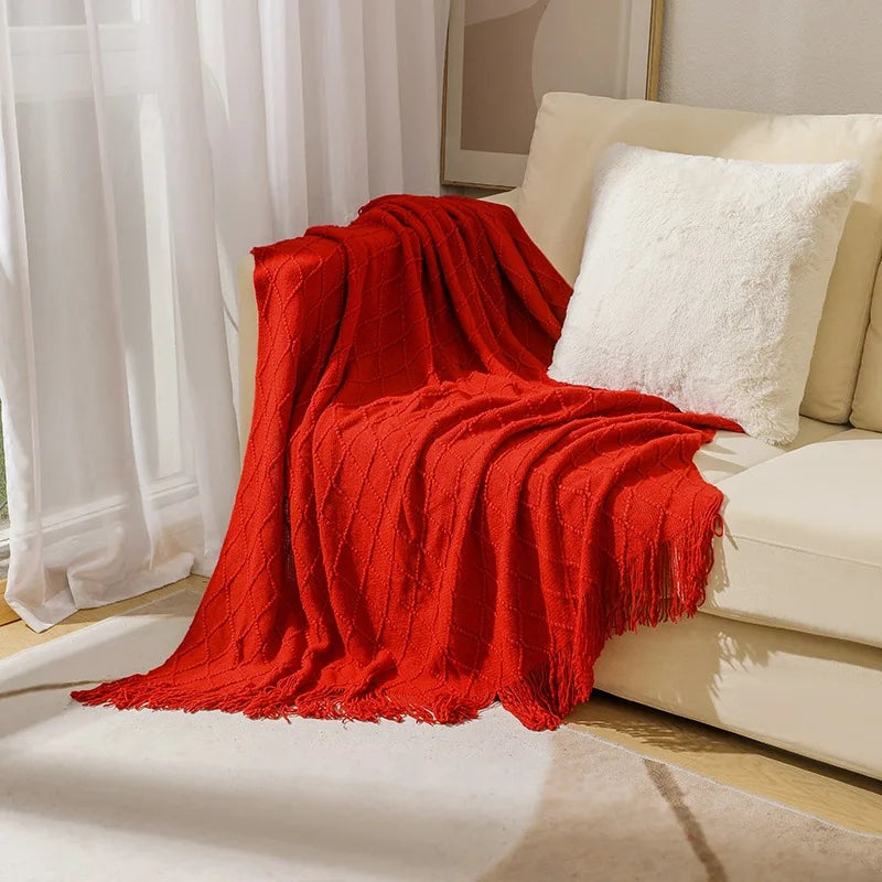 Bohemian/ Country Knitted Weave Blanket Throw –in various colors and sizes