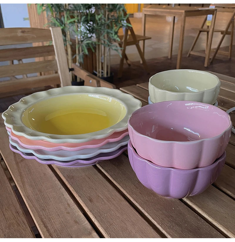 French Retro Glossy Enamel Floral Dinnerware – Timeless Summer Elegance