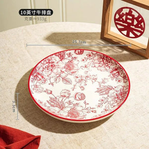Timeless Elegance Red & White Flower Porcelain Dinnerware Set