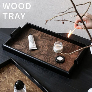 Solid Wood Decorative Serving Tray – Dark & Light Finish