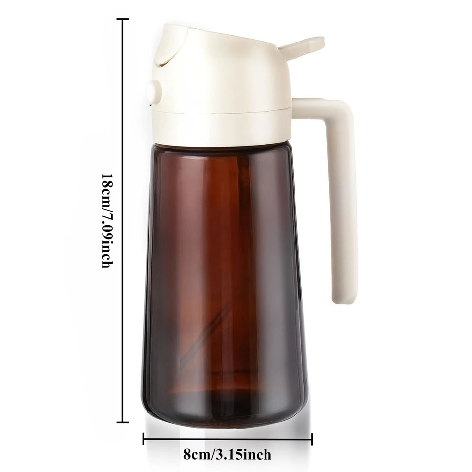 2-in-1 Olive Oil Glass Dispenser – 470ml Light-Blocking Spray & Pour