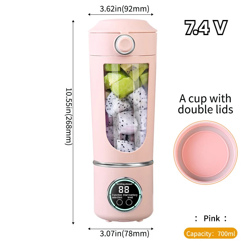 New Portable wireless Juice Maker Blender for Shakes Smoothies 700ML Multiple Colors 12-Blades Fast Mixing 2 In 1 Blender Bottle Juicer