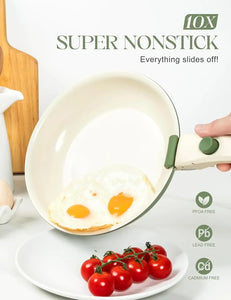 Elegant 3-Piece Non-Stick Cookware Set – Baby Blue & Sage Green