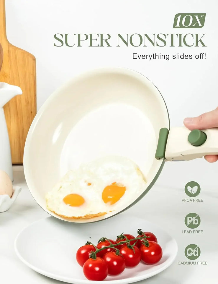Elegant 3-Piece Non-Stick Cookware Set – Baby Blue & Sage Green