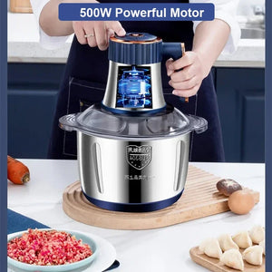 6-Blade Electric Food Processor & Meat Grinder – 5-in-1 High-Power Stainless Steel