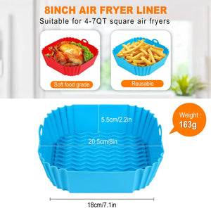 Say goodbye to sticky-burnt food. Silicone Reusable Air Fryer Tray Moulds