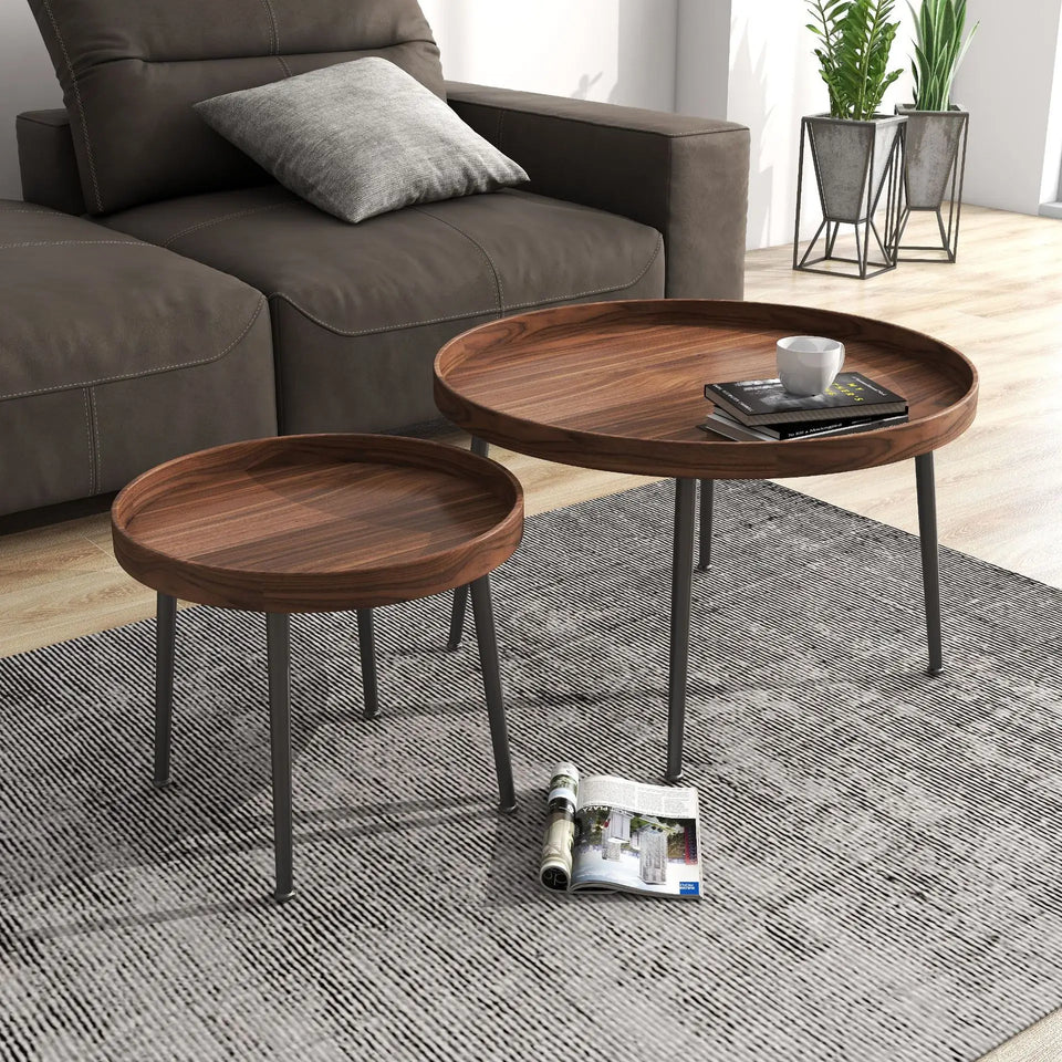 Wooden Modern Round Luxury Center Table Furniture with Mini End Table