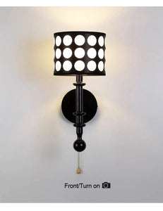 Luxury Mid-Century Art Deco Fabric Wall Sconce – Black & White Elegance