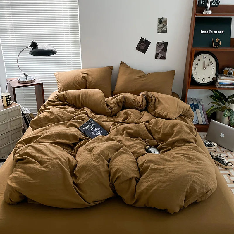 Luxury 100% Pure Linen-Cotton Twill Bed Sheet Set with Duvet Cover & Pillowcases – Soft, Durable, Breathable WHIMSICAL HOME OF CREATIONS