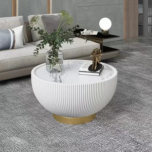 Modern Mid-Century Moroccan Marble-Top Coffee Table