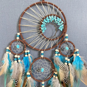 Vintage Indian-Inspired Blue Beaded Dream Catcher
