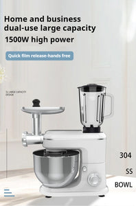10L Chef Stainless Steel Electric Mixer – 1500W High Power with 6L Bowl & Splash-Proof Cover