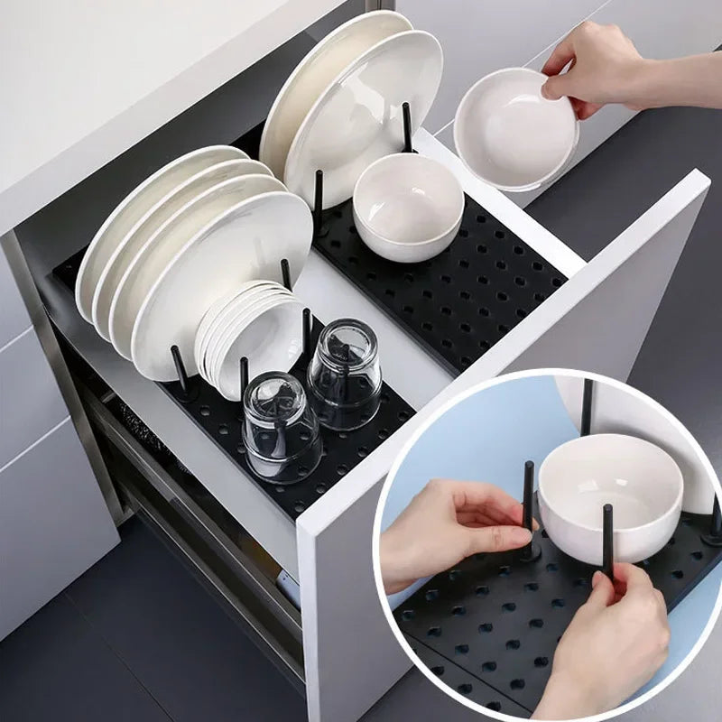 Adjustable Telescopic Dish Drying Rack Pegboard