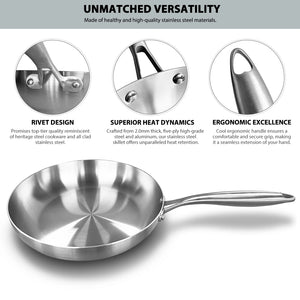 5-Ply 304 Stainless Steel Frying Pan – Ultimate Versatility Gas Stove and Induction Cooker