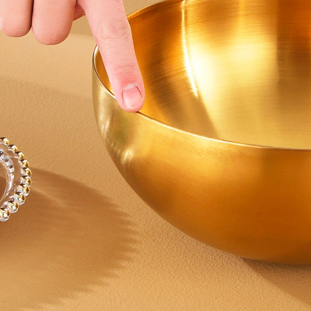 Large Gold Stainless Steel Salad Bowl – 20x9cm Retro Design WHIMSICAL HOME OF CREATIONS