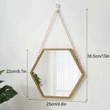 Elegant Iron Hexagonal Hanging Wall Mirror – Gold