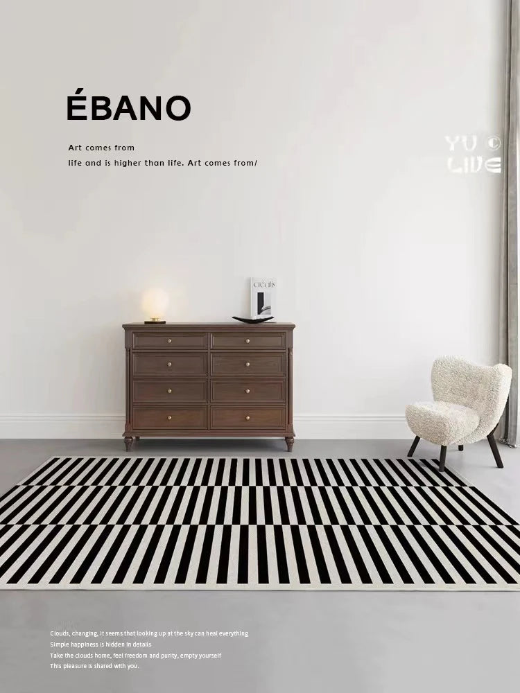 French Retro Art Deco Minimalist Plush Area Rug – Soft, Timeless & Machine-Washable WHIMSICAL HOME OF CREATIONS