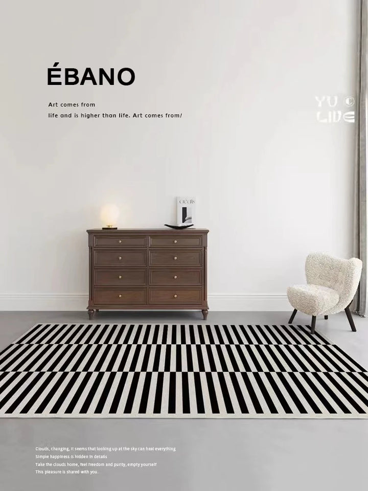 French Retro Art Deco Minimalist Plush Area Rug