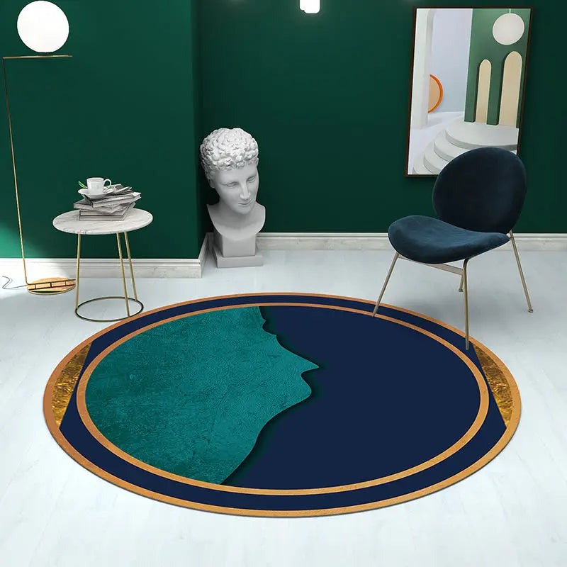 Simple Retro Nordic Round Luxury Rug – Bright Green Hues
