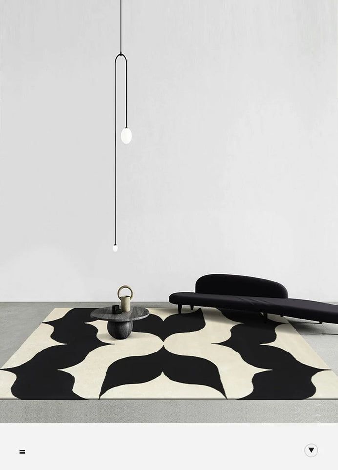 French Retro Art Deco Minimalist Plush Area Rug