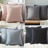 Velvet Cushioncover pillowslip with Ball Soft Decorative Cushion Home Decor for Sofa Set
