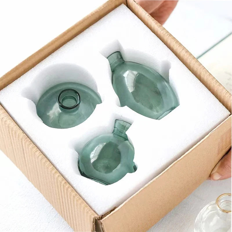 Modern Retro 3-Piece Mini Vase Set – Stunning Tabletop Decoration WHIMSICAL HOME OF CREATIONS