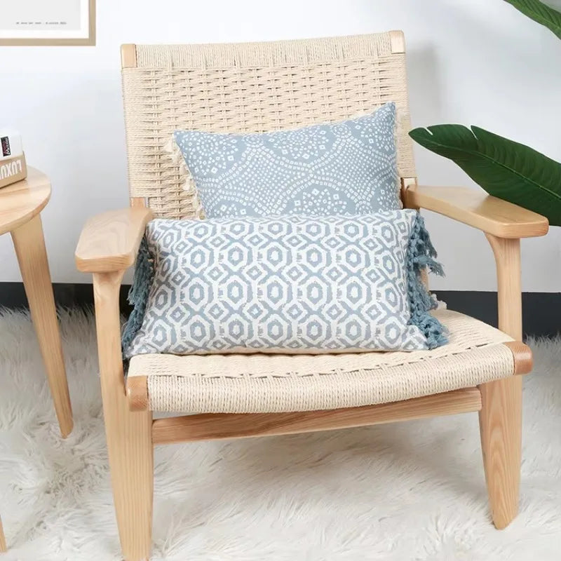 Boho Vintage Linen Pillow Case – Light Blue 45X45cm and 30x50cm