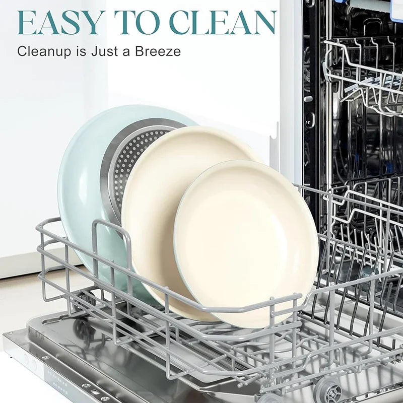 Elegant 3-Piece Non-Stick Cookware Set – Baby Blue & Sage Green