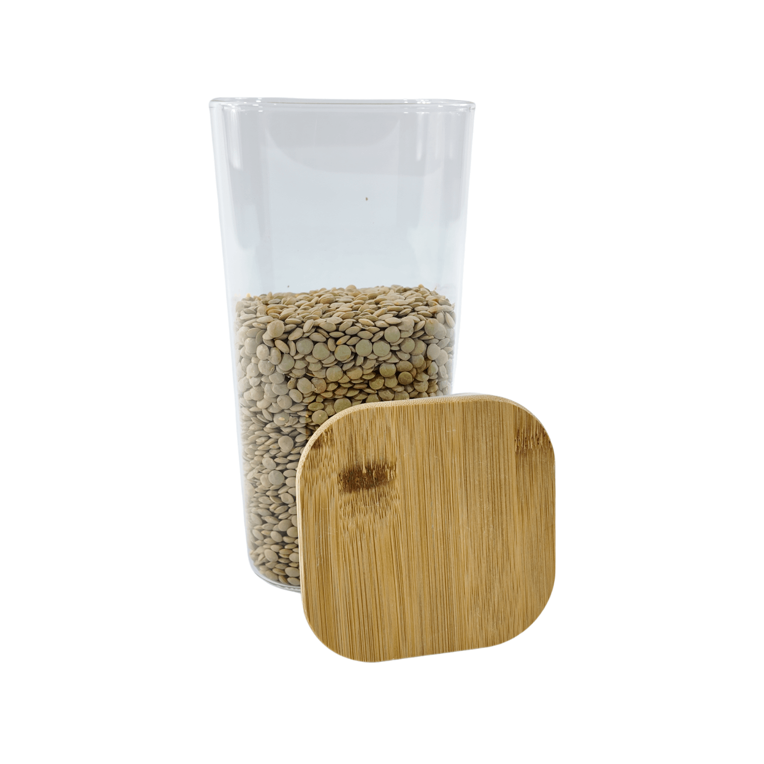 1250ml Square Glass Storage Jar with Airtight Bamboo Lid – Pantry Food Container