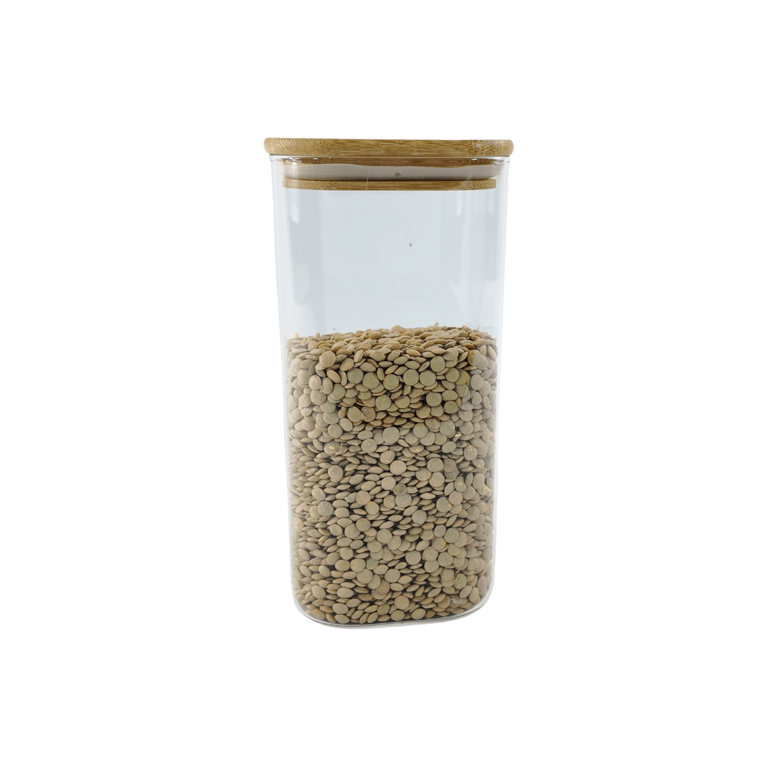 1250ml Square Glass Storage Jar with Airtight Bamboo Lid – Pantry Food Container