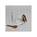 Square Glass Spice Jars with Acacia Wood Lid – Airtight Pantry Storage (180ml / 360ml / 800ml) | Packs of 6, or 12pk