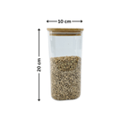 1250ml Square Glass Storage Jar with Airtight Bamboo Lid – Pantry Food Container
