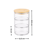 Stackable Round Bamboo Glass Jar – 450ml Airtight Pantry & Bathroom Storage
