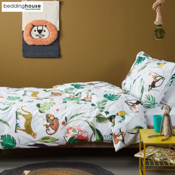 NNEDSZ Crazy Jungle Kids Cotton Percale Multi Quilt Cover Sets by Bedding House Single-0