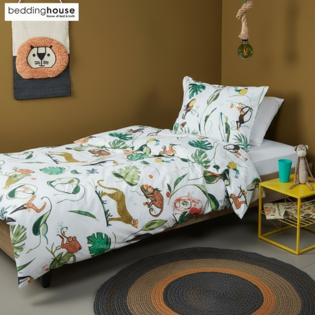 100% Cotton Jungle Print Quilt Cover Set – Single Size